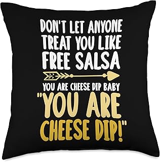 Positive Vibes Salsa vs. Cheese Dip Designs Empowering Self-Worth Quote. Cheese Dip Over Salsa Throw Pillow, 18x18, Multicolor