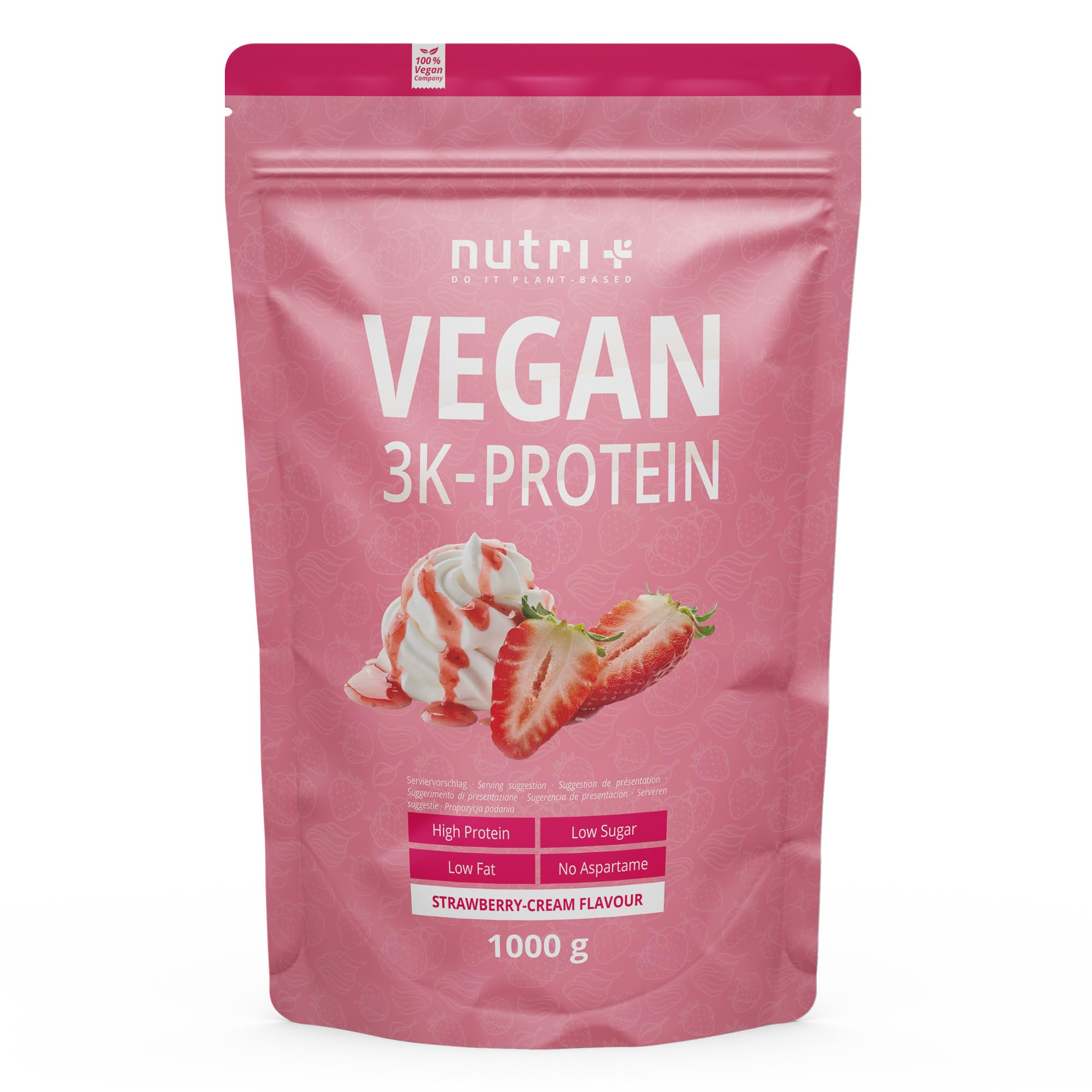 Nutri + Protein Pulver Veganes Erdbeer Sahne – 1 kg