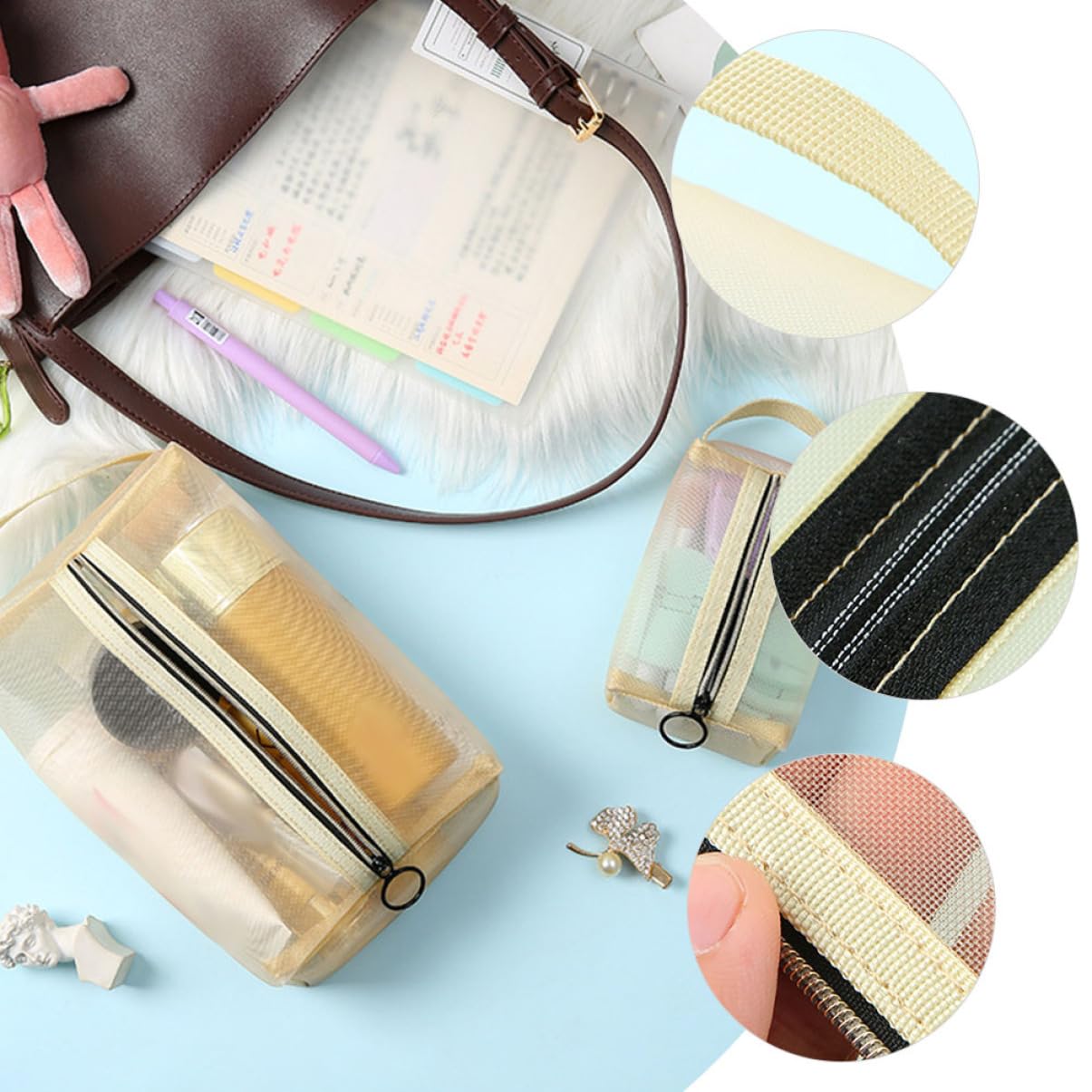 Housoutil 5 Juegos De Neceseres De Maquillaje Organizador Pequeño De Viaje para Niñas Neceser Multicompartimento.