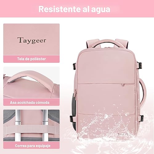Miniatura 8 de Taygeer TSA - Mochila de viaje para mujer, mochila de mano con puerto de carga USB y bolsa para zapatos, mochila para laptop de 15.6 pulgadas,