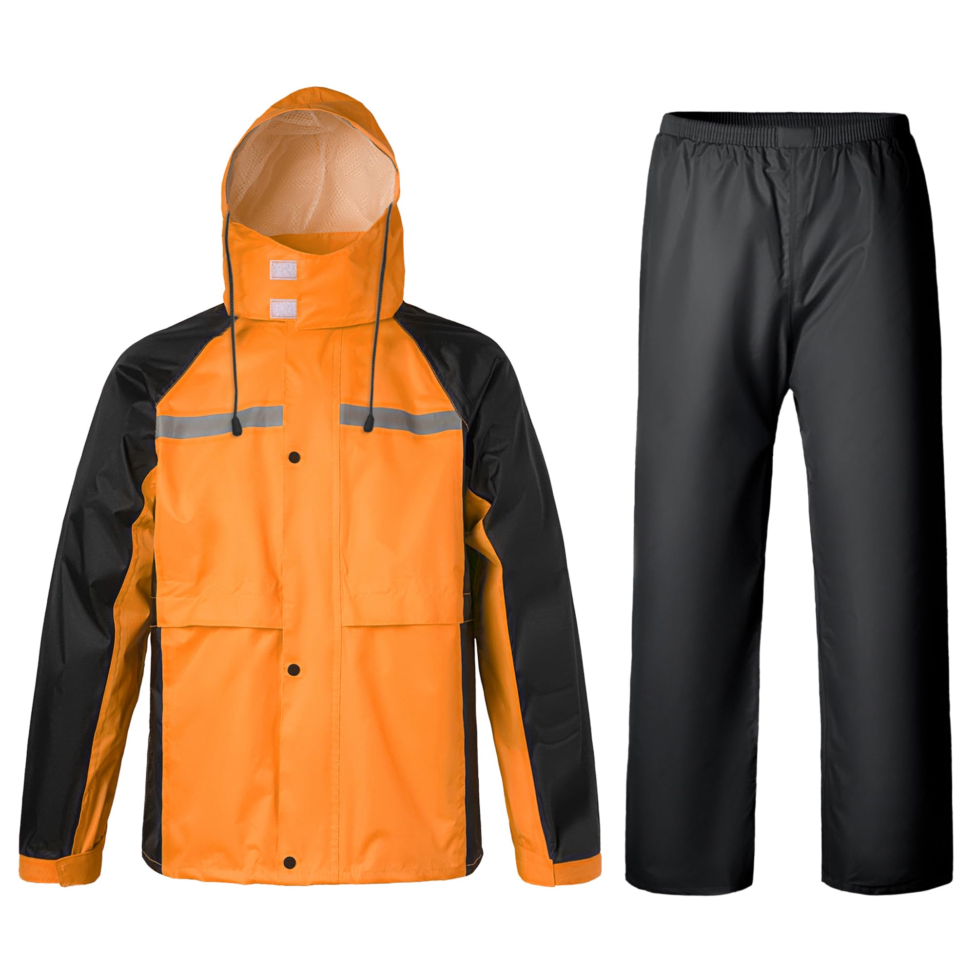 Hombre Traje de Lluvia Reflectante Traje de Agua Impermeable Conjunto de Chaqueta y Pantalón de Lluvia Traje Impermeable de Trabajo Chaqueta Impermeable