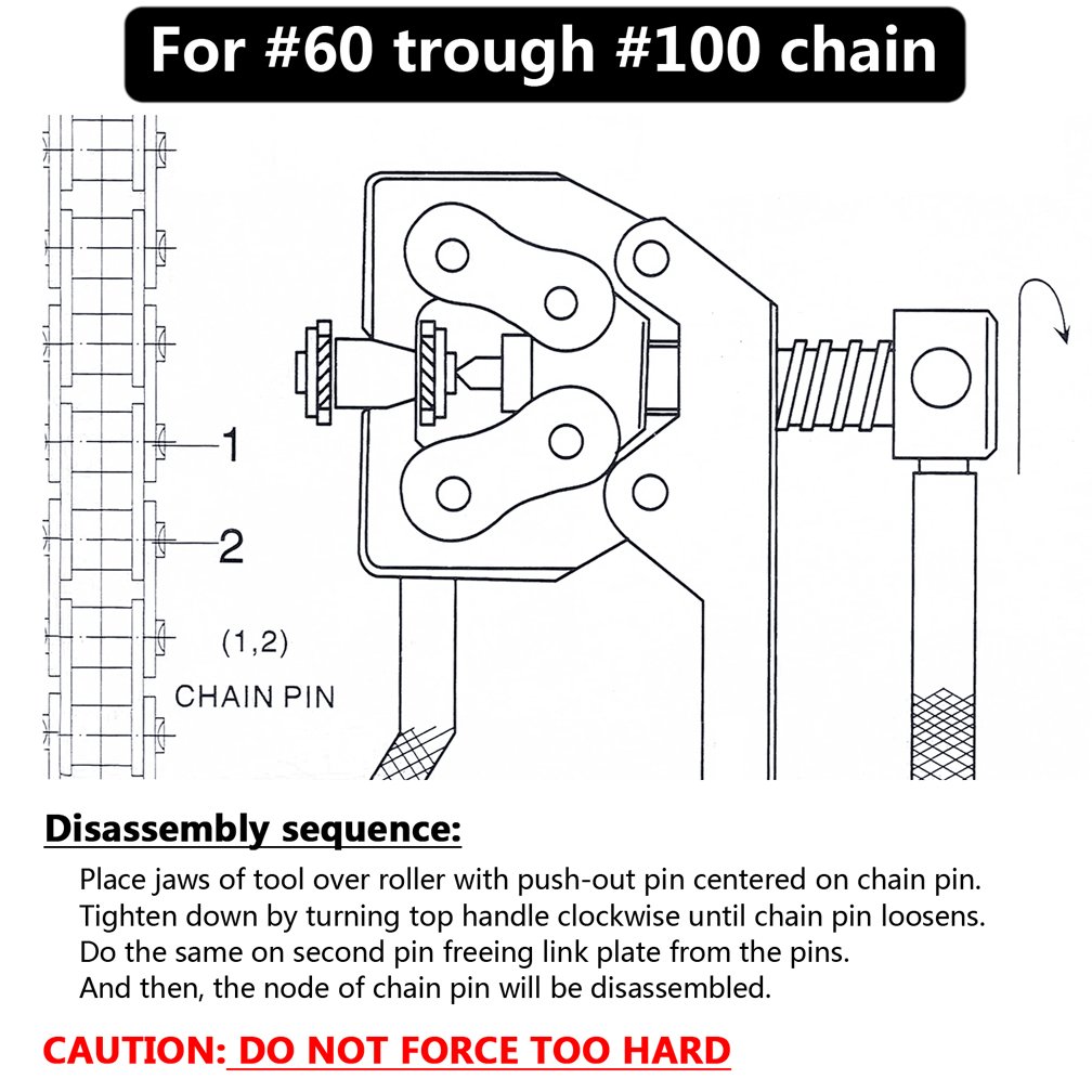#60-100 Roller Chain Breaker Splitter Detacher Tool for Chains Replacing | or 60 80 100 12B 16B 20B C2040 C2042 C2050 C2052 A2040 A2050 Roller Chain to Motorcycle Bicycle Go Kart ATV Chains Replacing