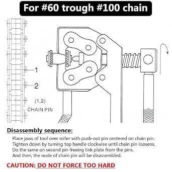 #60-100 Roller Chain Breaker Splitter Detacher Cutter Tool for 60 80 100 12B 16B 20B C2040 C2042 C2050 C2052 A2040 A2050 Roller Chain Fit for Motorcycle Bicycle Go Kart ATV Chains Replacing