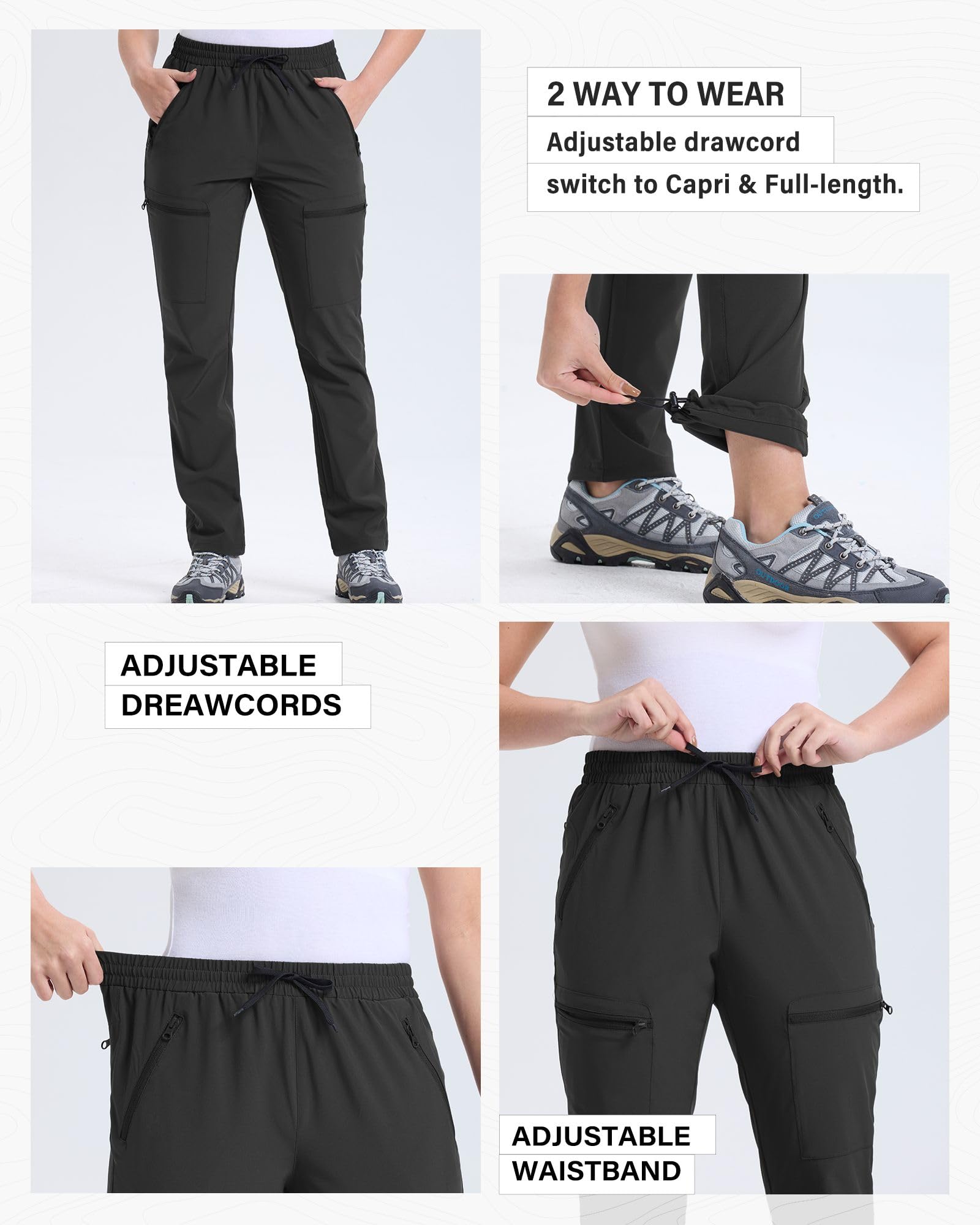 33,000ft Wanderhose Damen Outdoorhose Wasserabweisend Trekkinghose mit 5 Taschen Leichte Cargohosen Atmungsaktiv Funktionshose für Camping Laufen