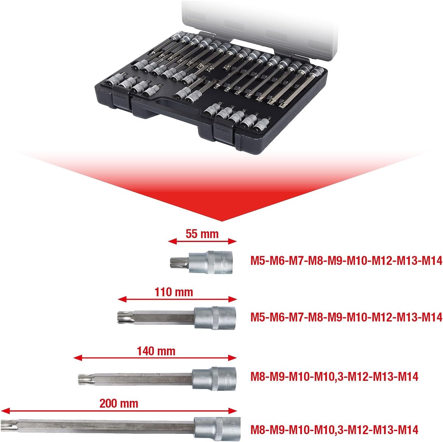 KS TOOLS 1/2" Ribe Bit Socket Set, 32 Pcs
