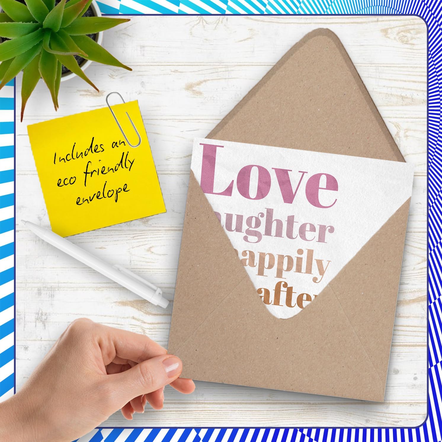 Stuff4 Romantic Wedding Card, Love, Laughter and Happily Ever After image 5