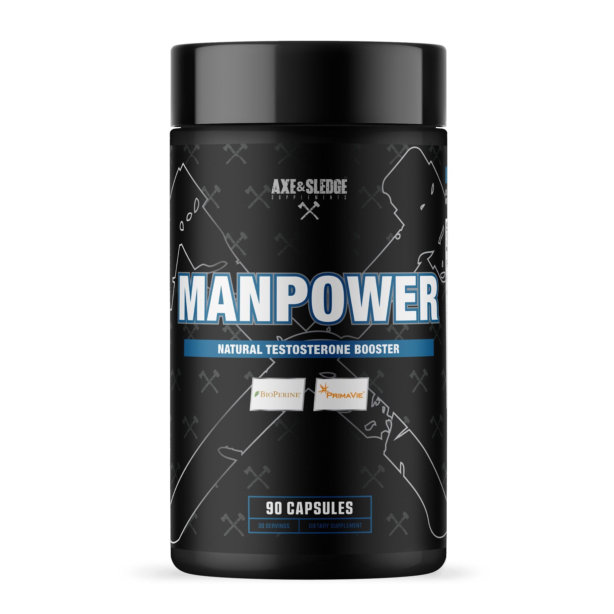 Axe & Sledge Suplemento para homens com Shilajit, Tribulus Terrestris e feno-grego – 90 cápsulas