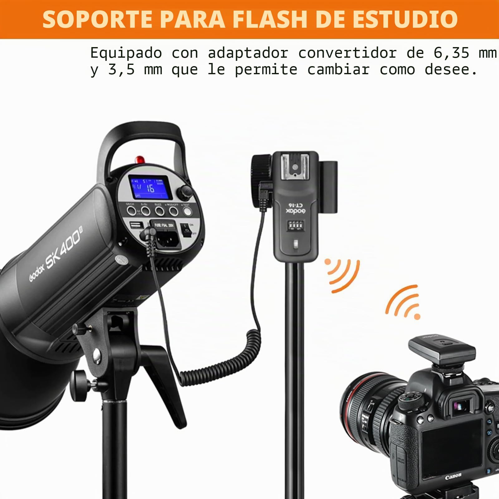 Godox CT-16 Godox Trigger Disparador de Flash Inalámbrico, Godox CT-16 Compatible con Cámara Réflex Digital Canon, Nikon, Sony, Pentax (1 Transmisor + 2 Receptores)