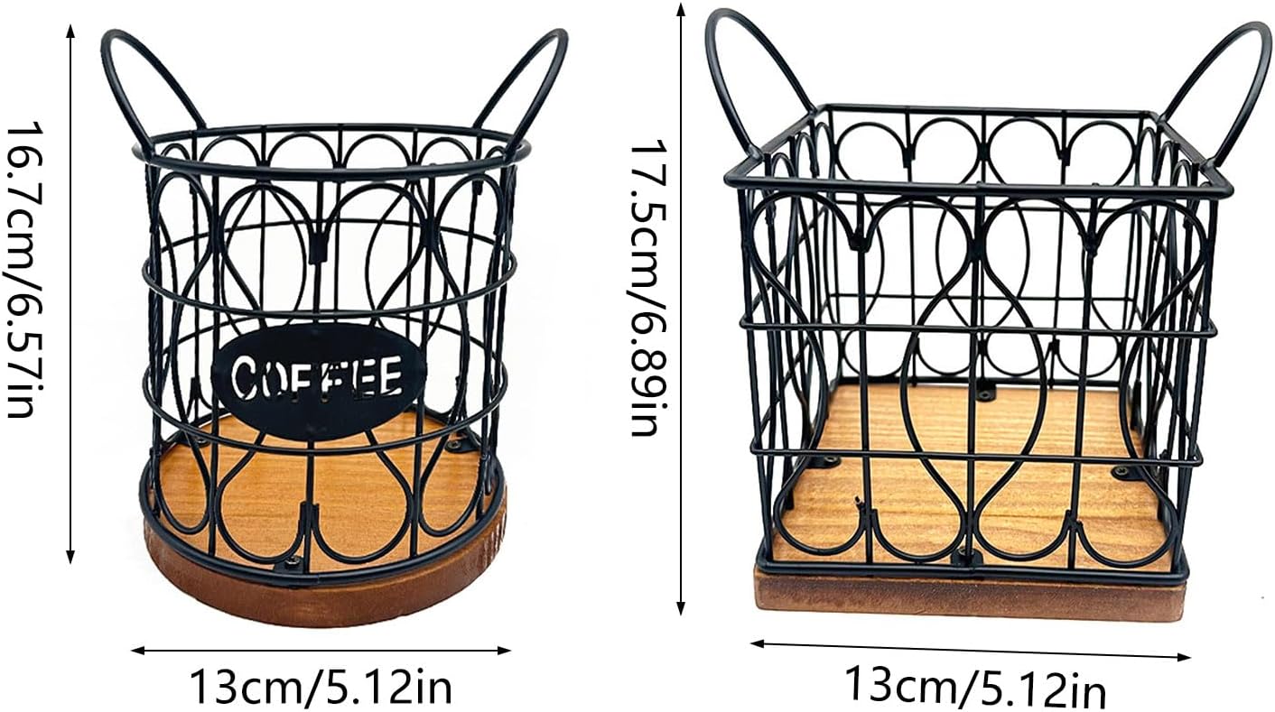 Pods Basket Round/Square Coffee Organizer Storage Basket for Kitchen Countertop Large Capacity Coffee Dispenser Dispenser