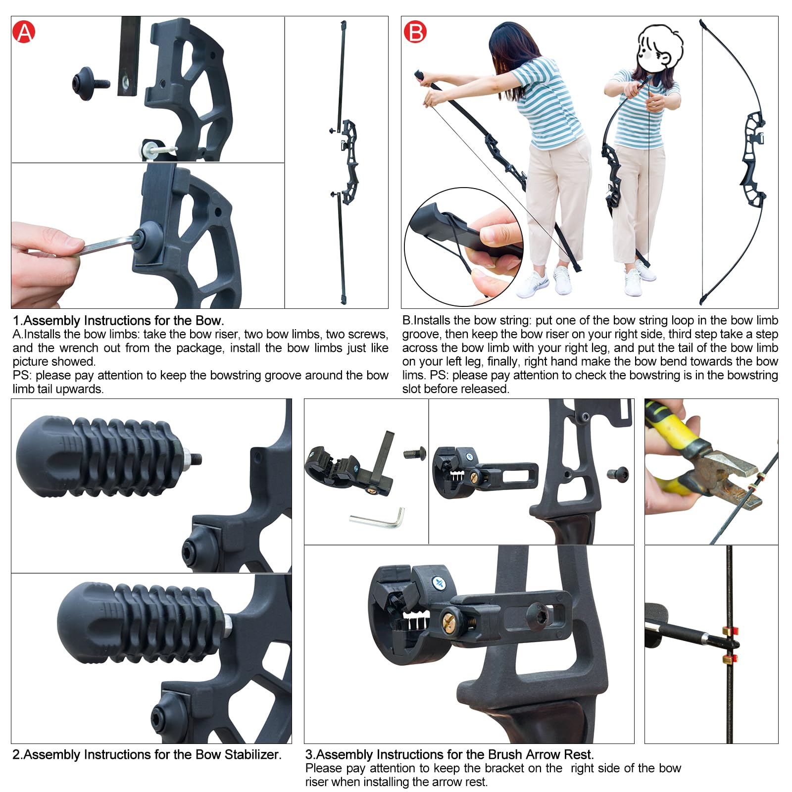 Arc de Chasse Adulte Droitier 30 40LBS 50" Takedown Bow Survie Tir à l'Arc