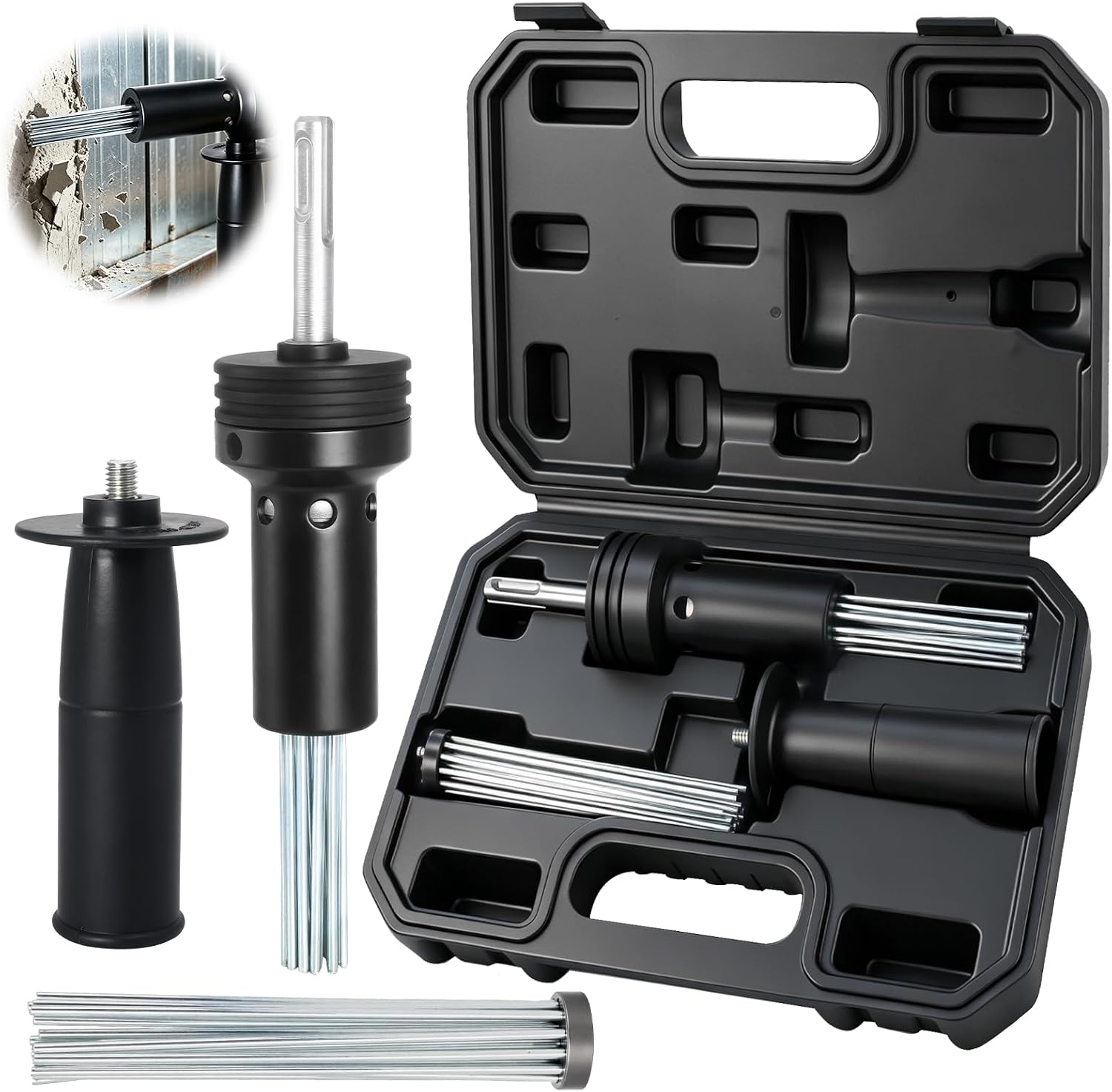 SDS Plus Needle Scaler Attachment,18Prong Electric Needle Scaler for Rotary Hammer Drill,Needle Gun Rust Removal,Paint Strip,Weld Clean,Concrete Scabbling