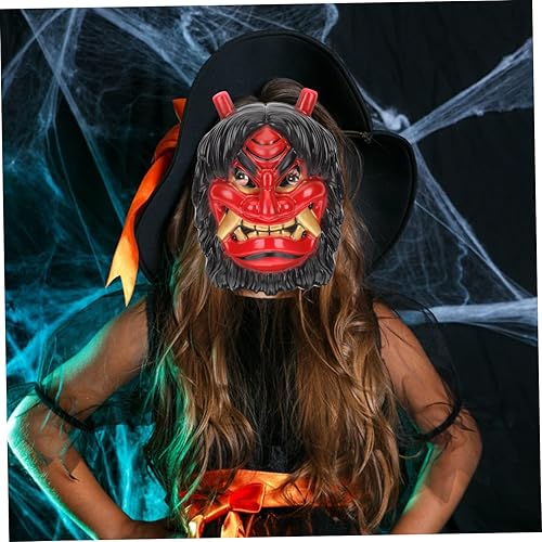 Miniatura 5 de BESTOYARD Máscara de fiesta para decoración de 2 piezas, máscara de silicona de demonio diablo, samurái japonés, disfraz de Halloween, accesorios de