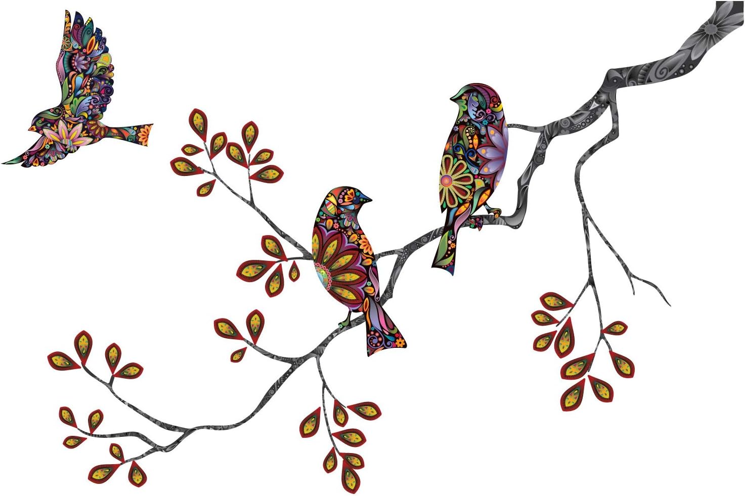 My Wonderful Walls Birds and Branch Decal Wall Sticker (Direction: Up on Right)