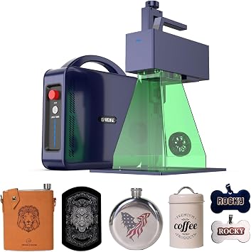 GWEIKE G2 Pro 30W Fiber Laser Engraver, 15000mm/s Fast Laser Engraver Machine with 3D & Deep Engraving, 110x110mm Working Area, Portable Laser Marking Machine for Jewelry, Metal, Leather, Dog Tags