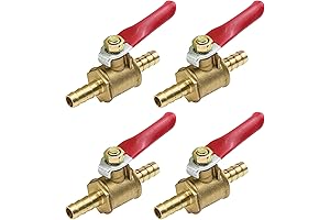 Antrader 4 Pack Forged 180 Turn 1/4 Quarter Inch Hose Barb Shut Off Valves