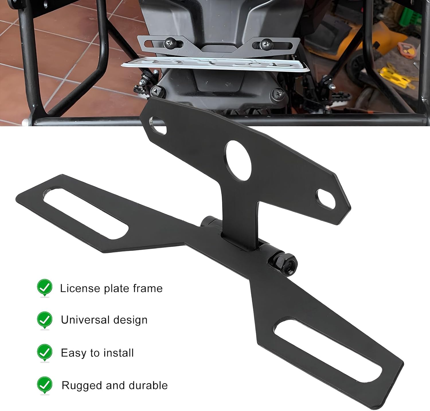 Motorcycle License Plate Bracket, 2-in-1 Fold License Plate Holder Tail Light Mount, Universal Rear Bracket Mount for Scooter ATV Dirt Bike, Motorcycle Accessories