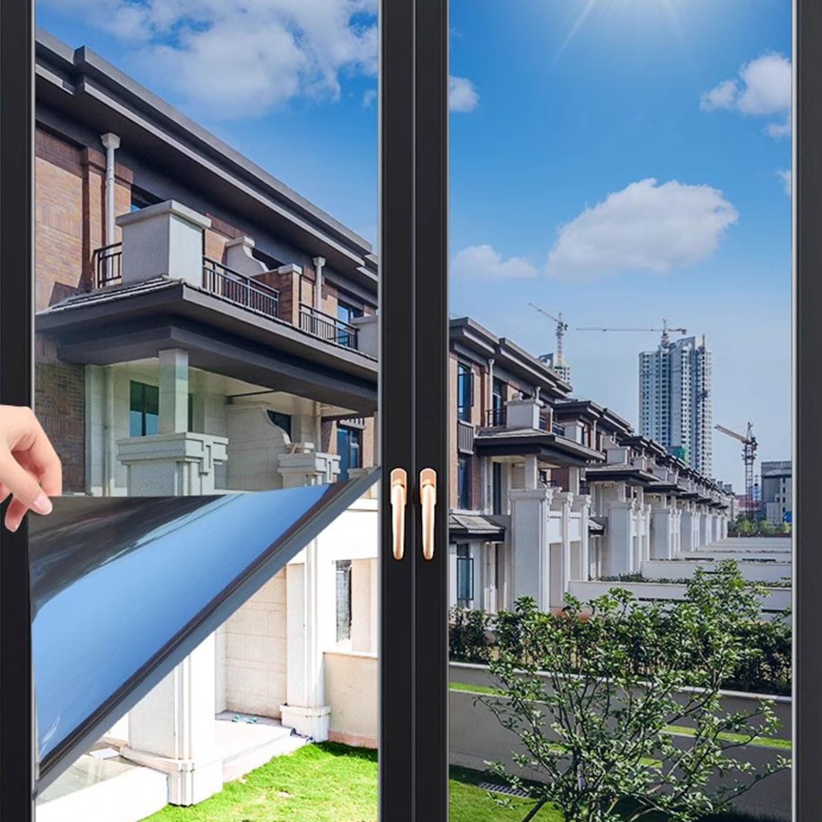 Selbstklebend Spiegelfolie Sonnenschutzfolie Blickdicht Fensterfolie UV-Schutzfolie Einwegperspektive Sichtschutzfolie Hitzeschutz Blendschutzfolie Thermofolie für Innen Glas Fenster & Tür(Rei