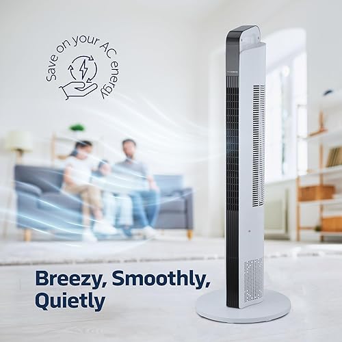 Miniatura 2 de Ventilador de torre oscilante de 42 pulgadas, torre de ventilador portátil de 3 velocidades con control remoto, ventilador de piso de funcionamiento