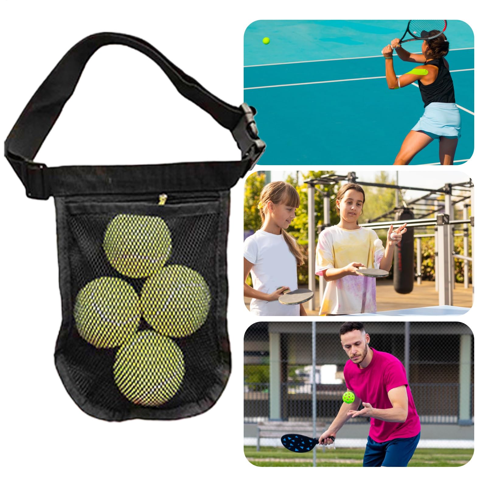 Pochette de ceinture de balle de pickleball - Sac de taille de golf de tennis réglable, porte-sport sécurisé pour la pratique d'entraînement, organisateur léger | Accessoire de gymnase de compétition