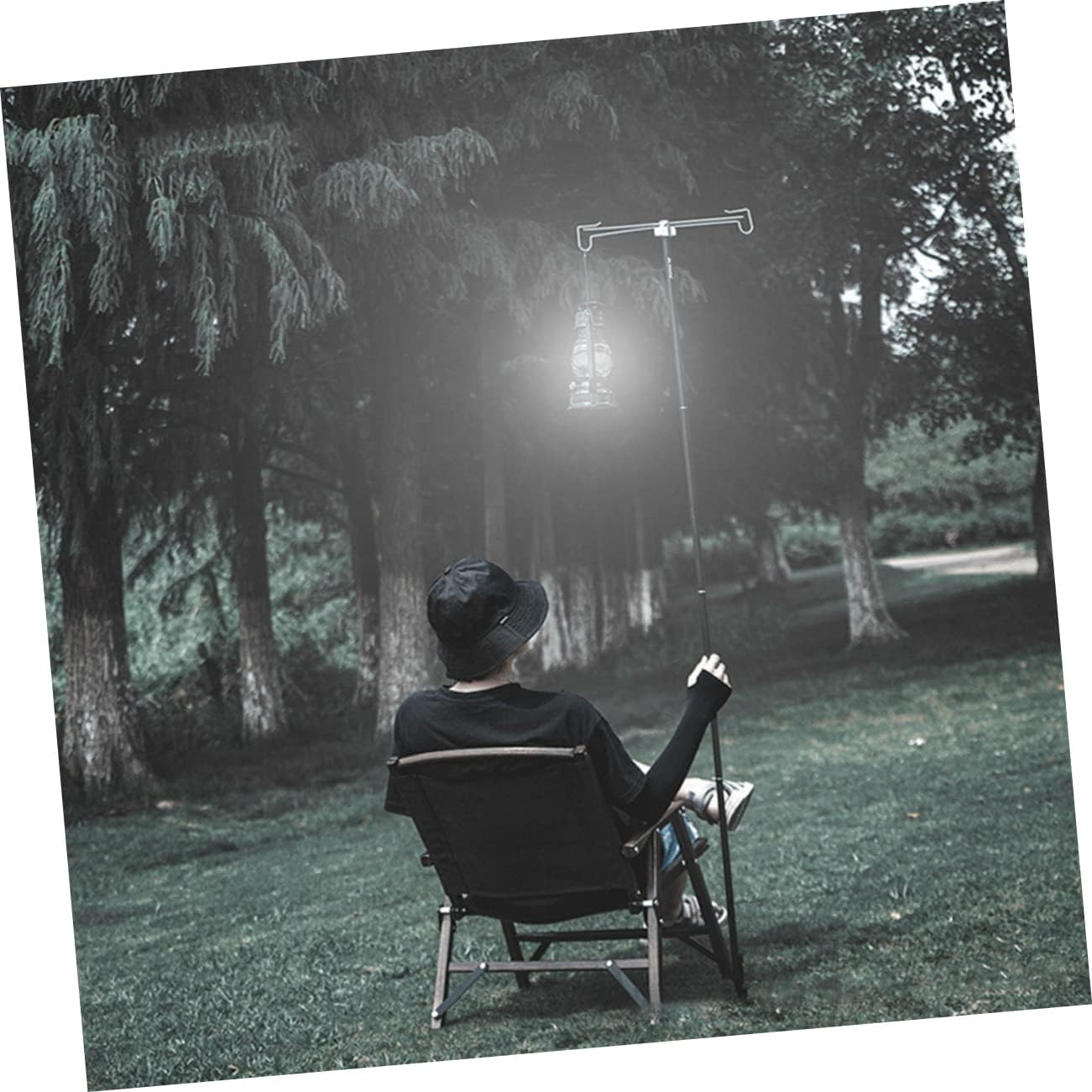 Mipcase 1set Outdoor Camping Lamp Rack Double Hook Bracket for Lanterns Strong Stability Easy Installation Suitable for Various Terrains for Camping and Outdoor Lighting