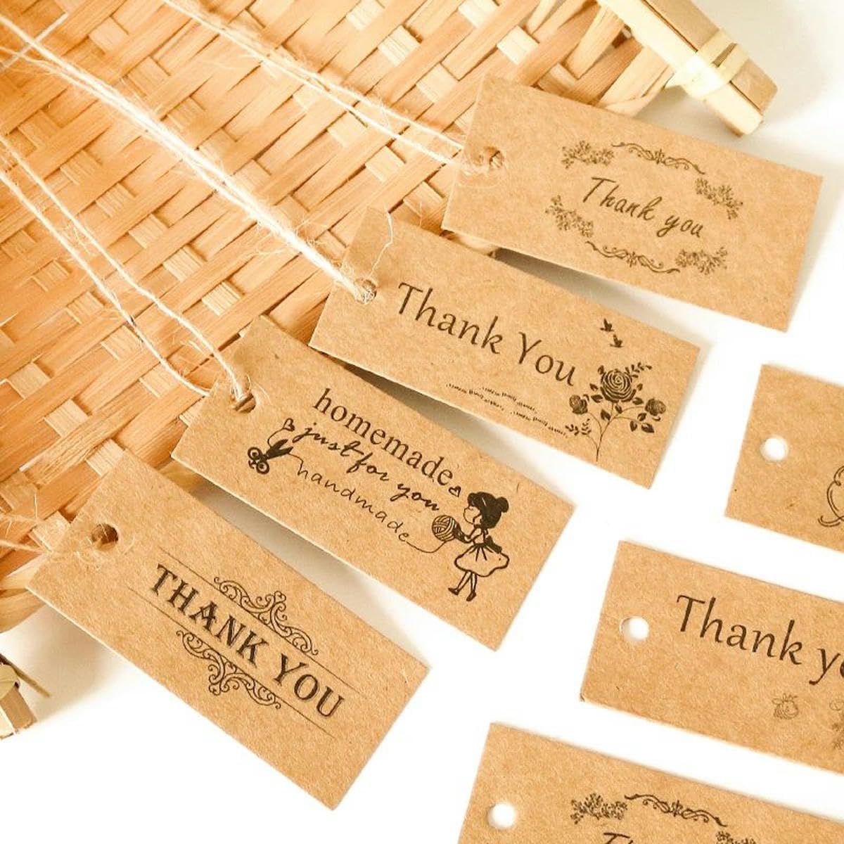 300 Stück Kraft-Geschenkanhänger, handgefertigt, Dankeschön-Hängeanhänger, Hochzeit, Party, Geschenkbox, Verpackung, Etiketten, DIY-Dekoration, Nähen, Kleidungsanhänger, handgefertigt