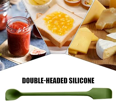 Jar Scraper - Double-Headed Spatula Spoon, Flexible Rubber Jar Scraper | Kitchen Gadgets Non Stick for Cake Bread Cream Condiment, Heat Resistant, Silicone, Jar Busters Jam Jar Base