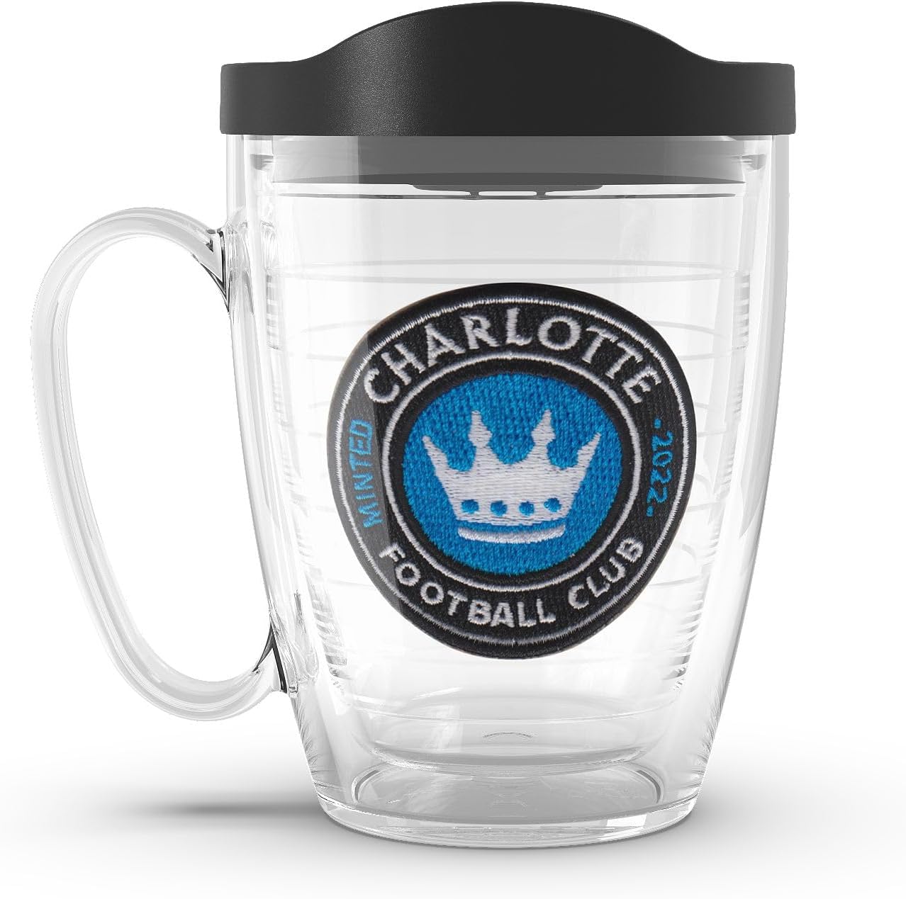 Tervis Classic Tritan 16oz Classic Mug with Travel Lid | MLS Charlotte FC - Primary Logo | Made in America, BPA/PFAS Free, Double-Wall Vacuum Insulated, Keeps Drinks Hot