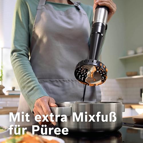 Bosch, Hand Blender, ErgoMaster 6 Series, 1000 Watt Air-Cooled Motor, Extra Wide Speed Variator, QuattroBlade System Pro Mixing System, Accessories Included, MSM6M673 - 4