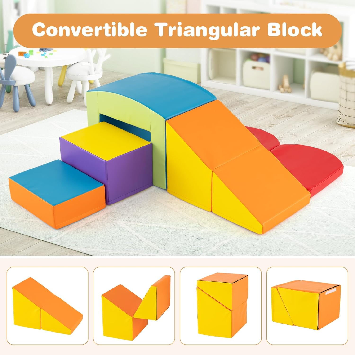 HONEY JOY Toddler Climbing Toys Indoor, 6-Piece Soft Climbing Foam Block Activity Play Structure, Gym Equipment for Child Development, Waterproof & Easy to Clean Climb and Crawl Playset, Colorful