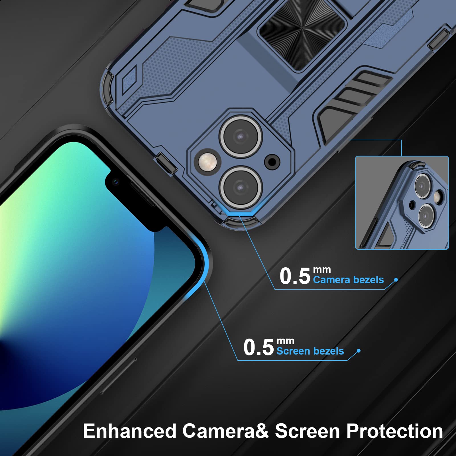 Funda para Xiaomi Redmi Note 15 Pro 5G, Carcasa Antigolpes con Soporte anular metálico, Case Protectora de Grado Militar, Azul — view 671