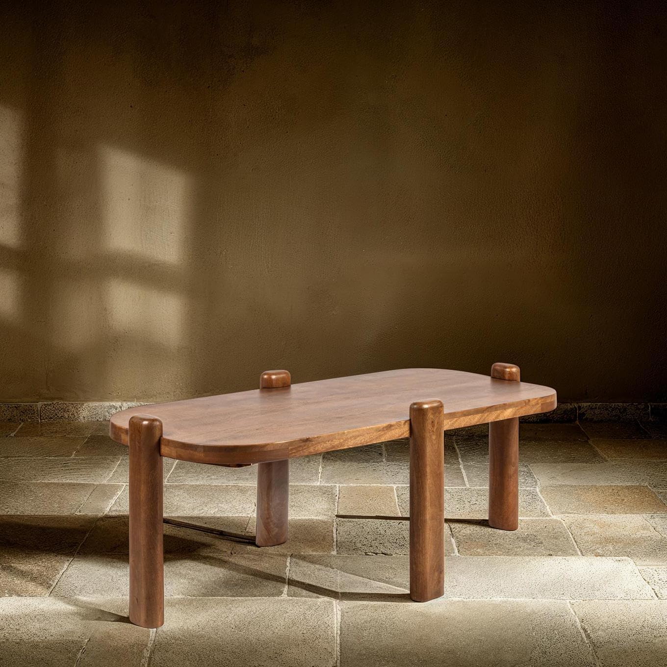 Creative Co-Op Pill-Shaped Mango Wood Coffee Table