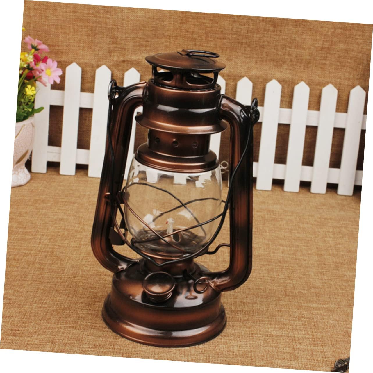 Cabilock 1pc Vintage Kerosene Lamp Iron Portable Lantern for Camping Outdoor Decorative Use Sturdy Hanging Light for Bar Pub Garden Creates Festive Atmosphere