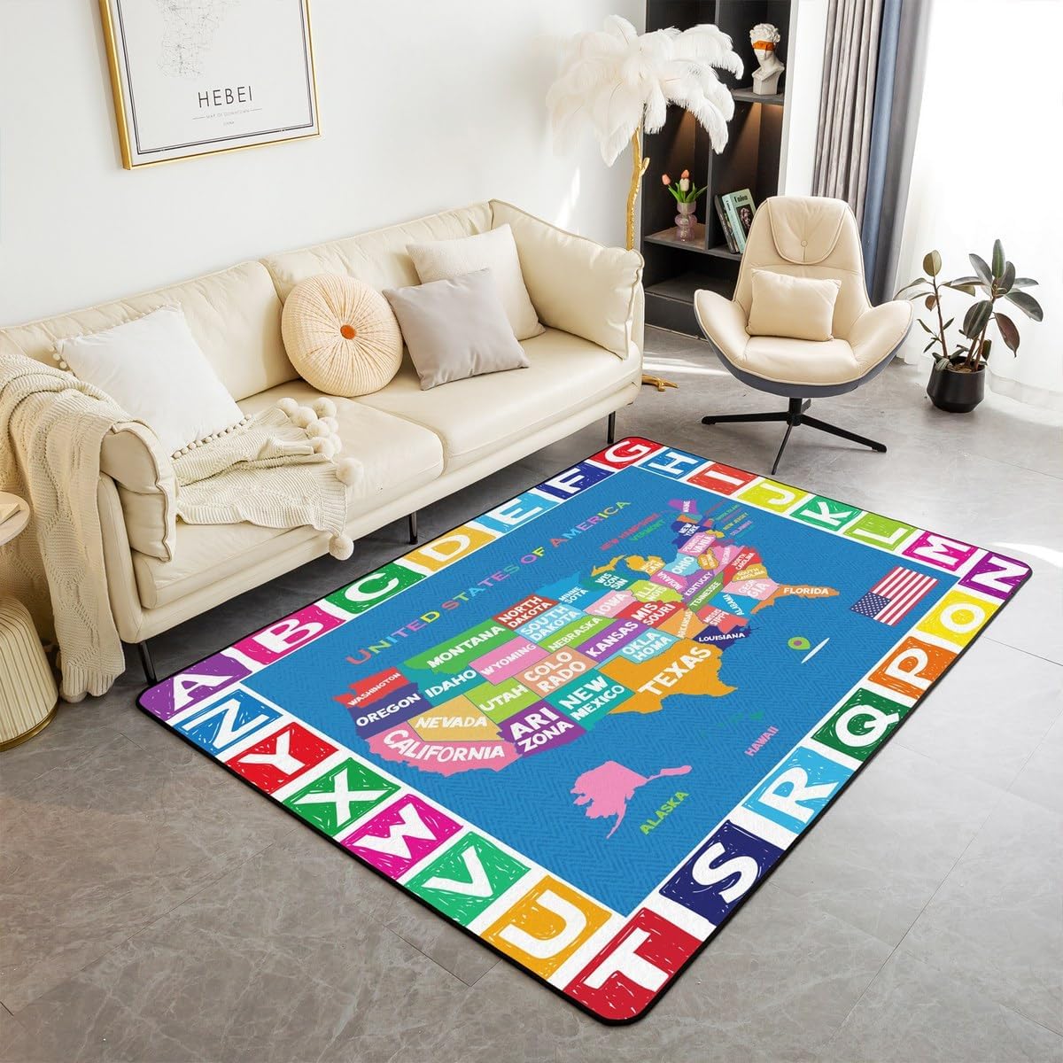 Cute Unicorn Area Rug 5x7 Kids Cartoon Unicorn Decorative Carpet for Boys Girls Teens Butterfly Pink Galaxy Rugs for Living Room Bedroom Non-Slip Magical Animal Indoor Floor Mat Room Decor Accent Rug