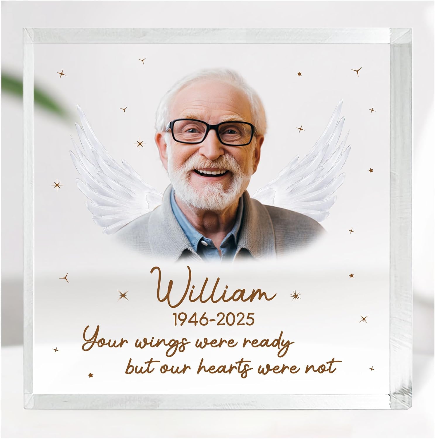 HYTURTLE Personalized Acrylic Square Plaque Memorial Gifts For Family - I'm Always With You - Cardinal Memorial Plaque For Loss Of Dad, Mom - Table Decor Remembrance Keepsake Gifts, Sympathy Gifts