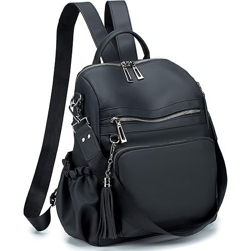 Roulens Women's Backpack Purses Fashion Leather Large Design Travel Ladies College Shoulder Bags with Tassel