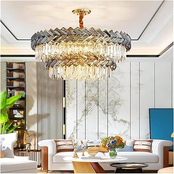 LED Modern Chandelier Lamp, Modern Crystal Chandelier Compatible with Living Room Luxury Round Cristal Light Fixture Kitchen Island Dining Room Decor Chain Lighting,Modern LED Chandelier ,chandelier