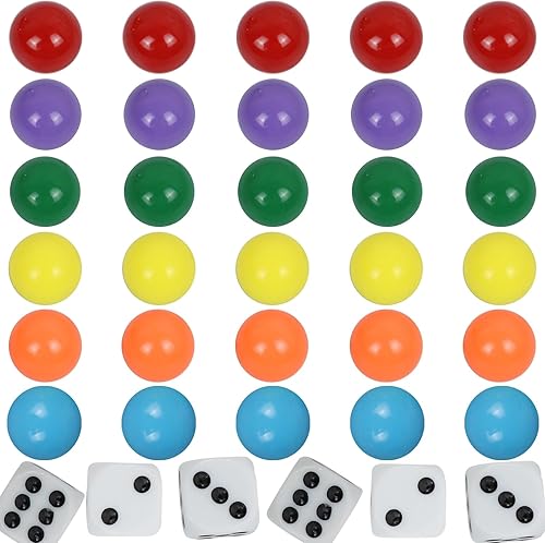 Qryovsa 30 canicas de repuesto de 0.551 in, 5 de cada uno de los 6 colores para agravar Wahoo Dirty Marbles, juego de mesa de mármol colorido, 6