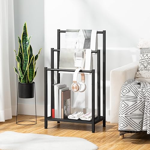Miniatura 3 de HOOBRO Toallero independiente, soporte para escalera de manta de 3 niveles para baño, 16.9 pulgadas de largo x 11 pulgadas de ancho x 31.9 pulgadas