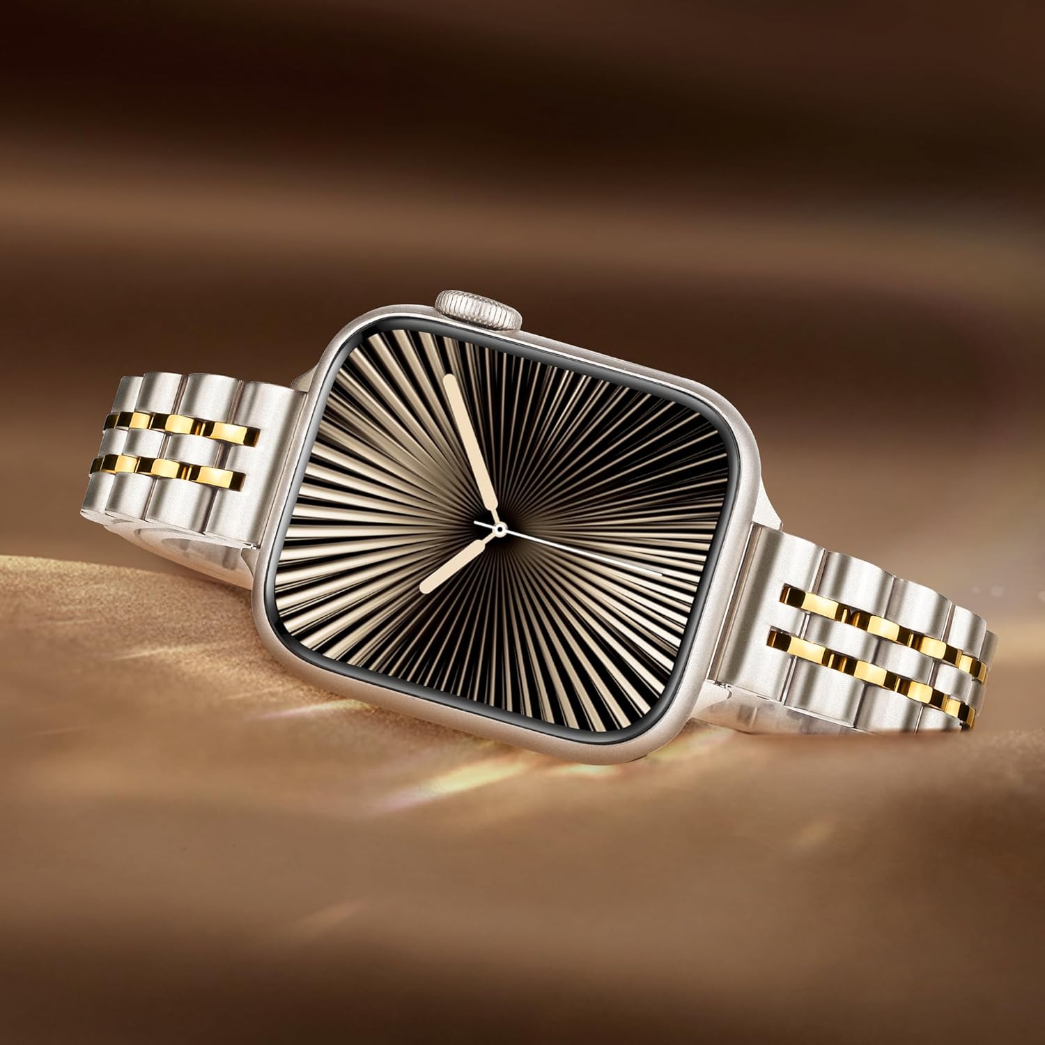 Wipalor Thin Classic Metal Chain Band Fit Slim Apple Watch Bands for women 42mm 41mm 40mm 38mm, Dressy Designer Stainless Steel iWatch Bands for iPhone Watch Bands Series 11 10 9 SE 8 7 6 5 4 3 2 1 Starlight/Gold - Image 3