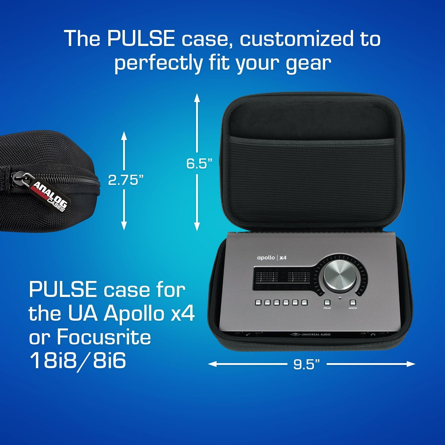ANALOG CASES Universal Audio Apollo x4 / Focusrite 18i8 / 8i6 Case - Custom-Fitted Compact PULSE Hard Case for Travel - Image 5