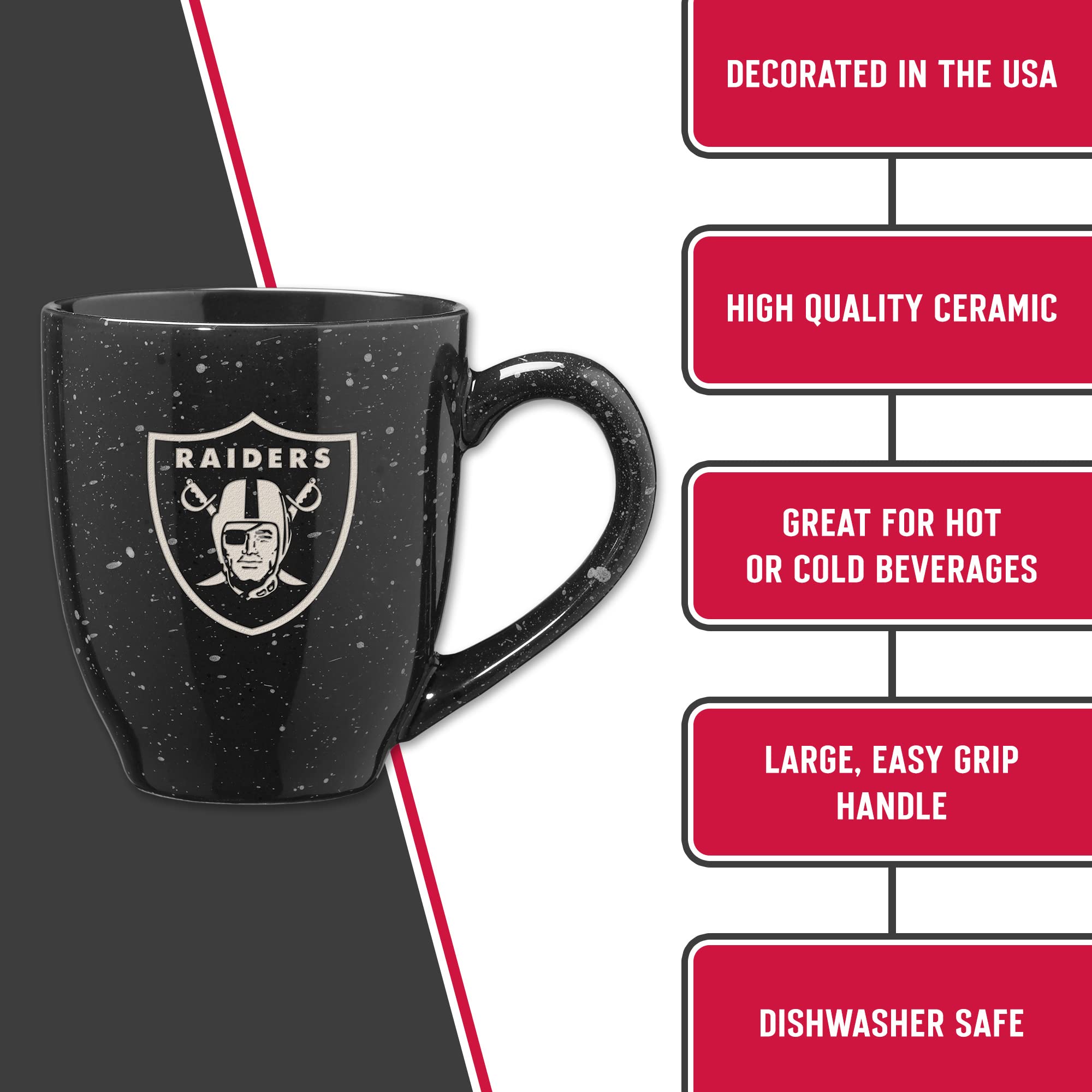 Rico Industries NFL unisex-adult NFL Football 16 oz Team Color Laser Engraved Speckled Ceramic Coffee Mug