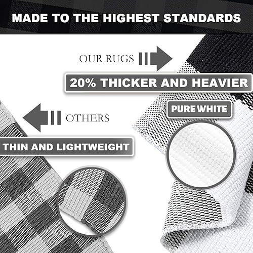 Vista 199 de KILOCOCO Alfombra de rayas beige de 2.3 x 3.6 pies para interiores y exteriores, alfombra tejida a mano de algodón lavable a rayas para puerta Rayas