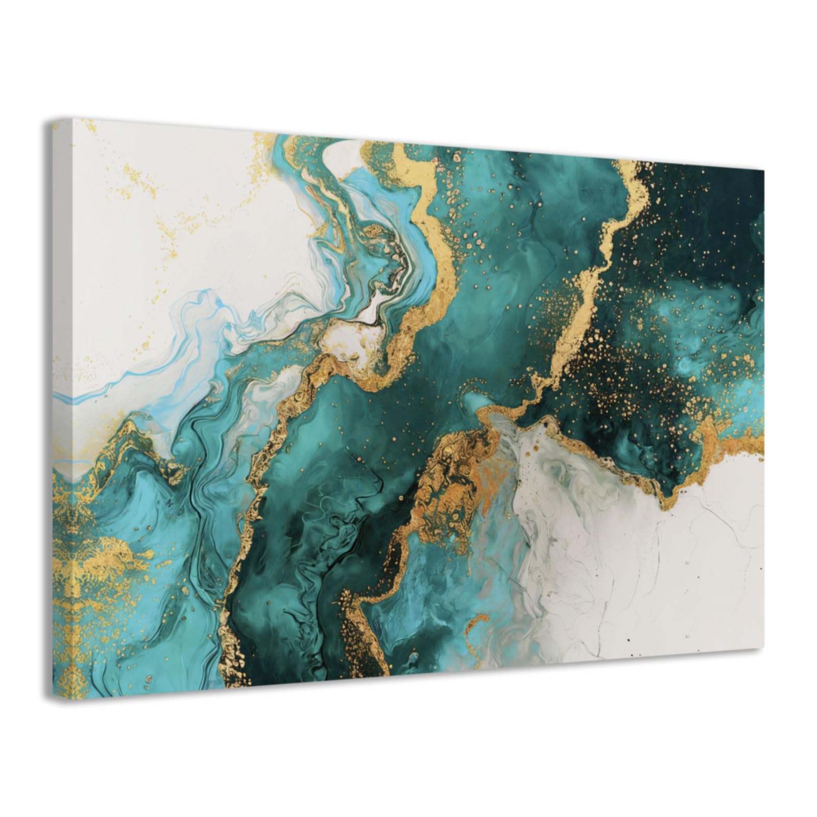 CCWACPP Teal Abstract Wall Art Canvas Prints Teal Pictures for Living Room Bedroom Bathroom Decor Modern Home Office Decor Framed (70.00 x 105.00 cms)