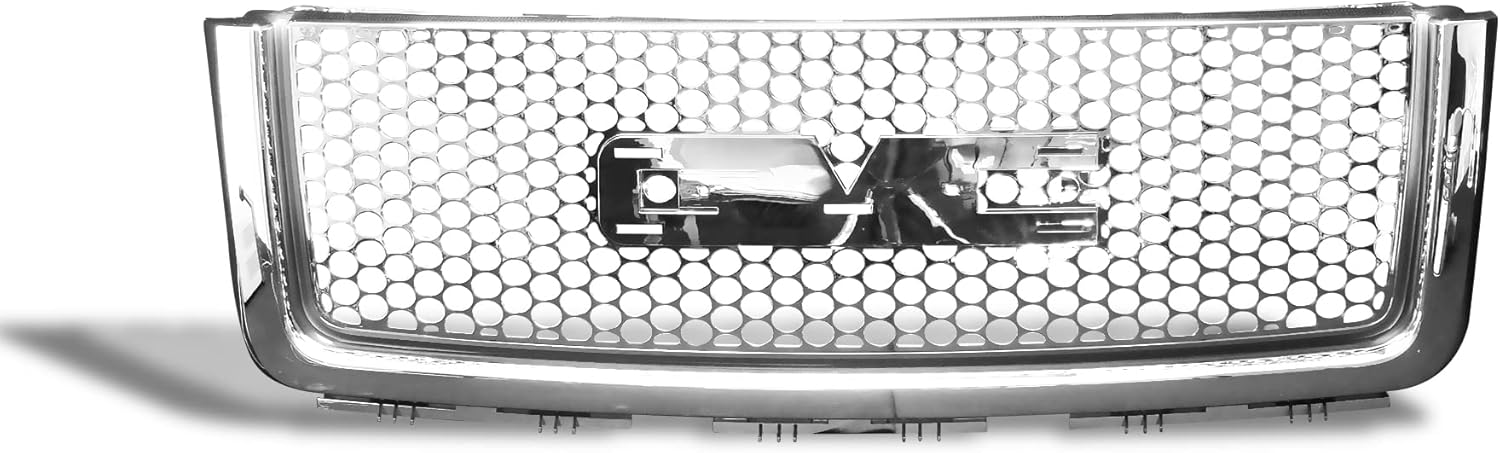 Armordillo Round Hole Mesh Style Front Grille|Compatible With 2007-2013 GMC Sierra 1500|8720738|Chrome|Front Hood Bumper Grille