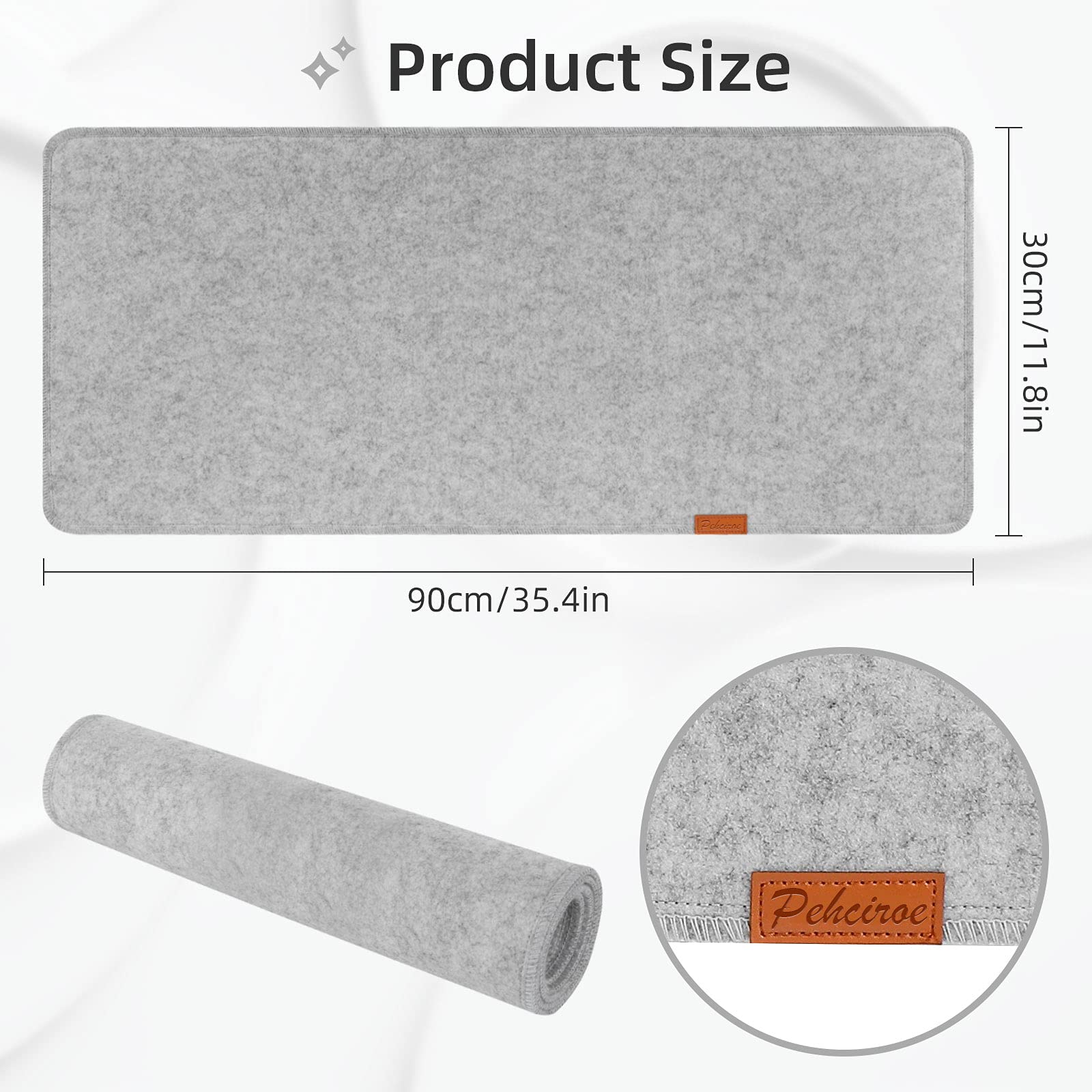 Felt Desk Pad Office Desk Mat Gray Mouse Pad NonSlip Desk Protector