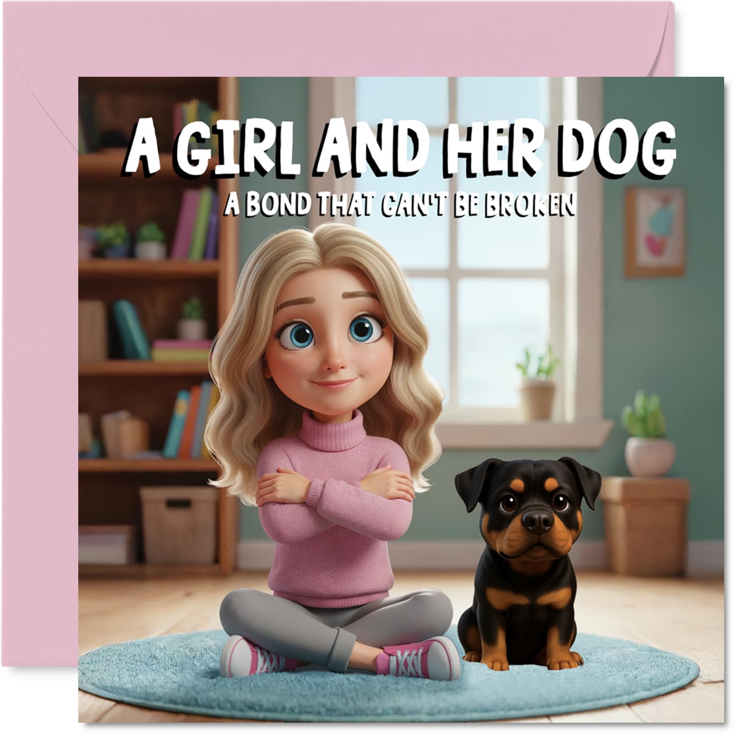 Rottweiler Birthday Card for Women - A Girl and Her Dog - Happy Birthday Card for Women, 145mm Female Greeting Cards