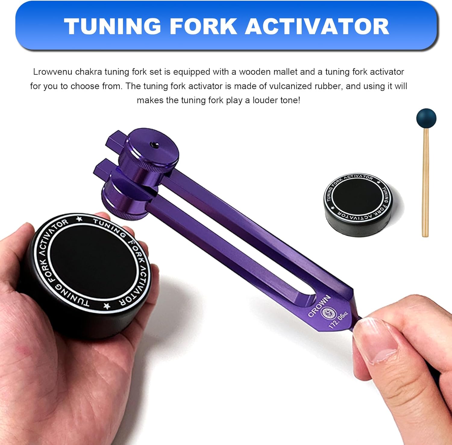 Chakra Tuning Fork Set for Healing, 7 Chakra and 1 Soul Purpose Weighted Colorful Solfeggio Tuning Forks, with Tuning Fork Activator, Rubber Mallet, Base, and Exquisite Aluminum Box