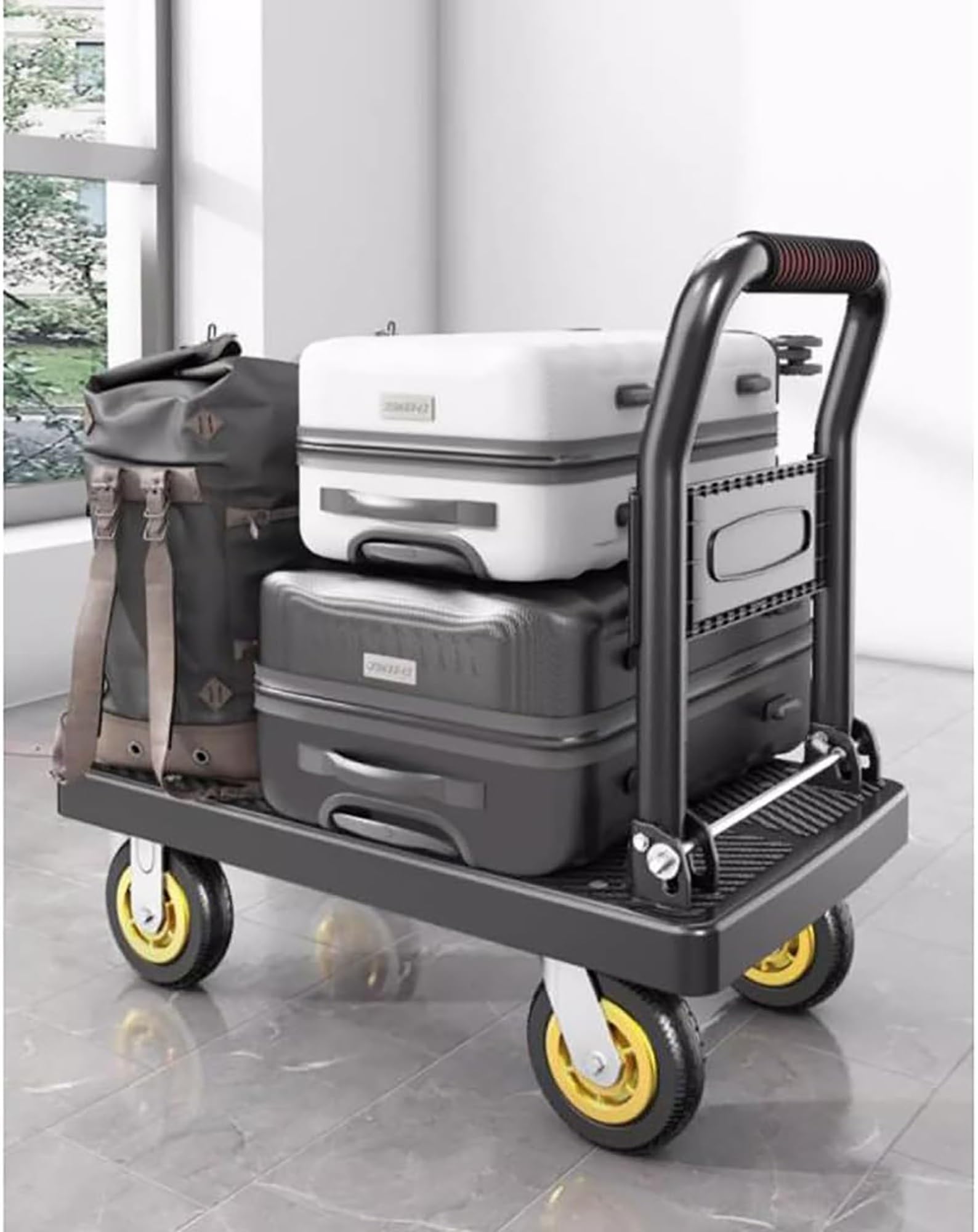 Carrello a mano pieghevole con ruote girevoli, perfetto per un uso facile e versatile. Ideale per traslochi e sollevamento pesante