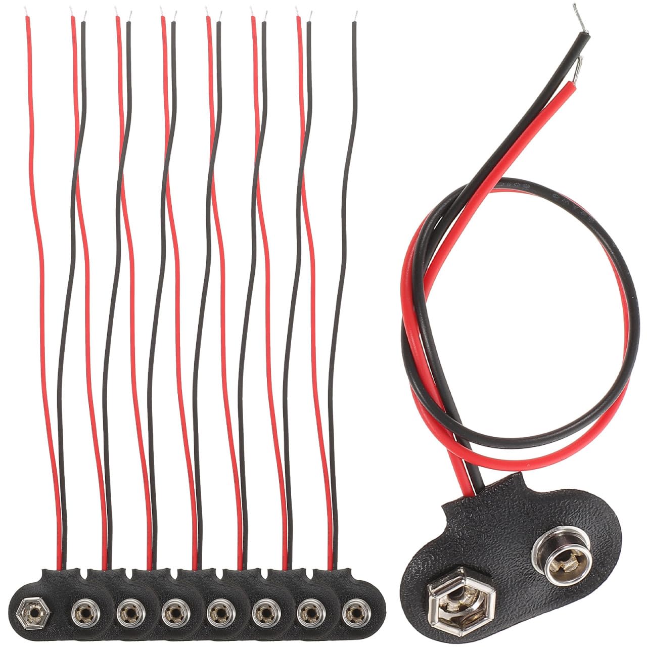 Conectores de batería de 9v cable tipo t portapilas compacto de 6 cm negro Gatuida 8