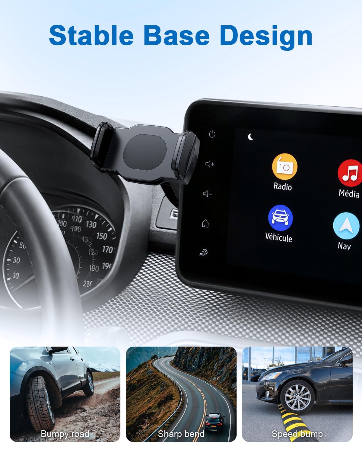 Supporto Cellulare Compatibile con Dacia Sandero 3/ Dacia Jogger/Dacia Logan 3 2021-2026, Supporto Telefono, Porta Cellulare Auto, Rotazione a 360°, per Tutti Smartphone 4"-7"
